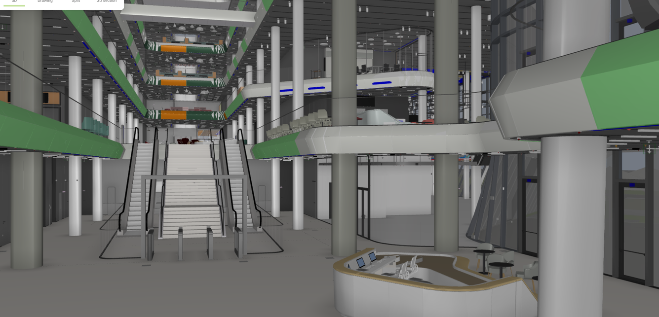 A MOL Campus BIM modellje, belső tér. Forrás: Market Építő Zrt.