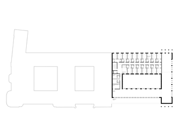 5. emelet. A debreceni Aranybika Szálló tervpályázatának PÉTERFFY + DŐRY architects által beadott munkája.