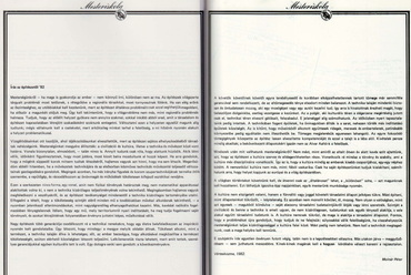 A mesterek írásaiból. (Farkasdy Zoltán (szerk.): Mesteriskola F.É.K. VI., saját kiadvány, 1982., a Mesteriskola Archívumából)