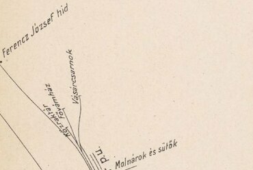 09 A pályaudvar és környezetének sematikus elrendezése 1921-ben Forrás: https://villamosok.hu/balazs/bpvasut/ipvg/dunapart/index.html  