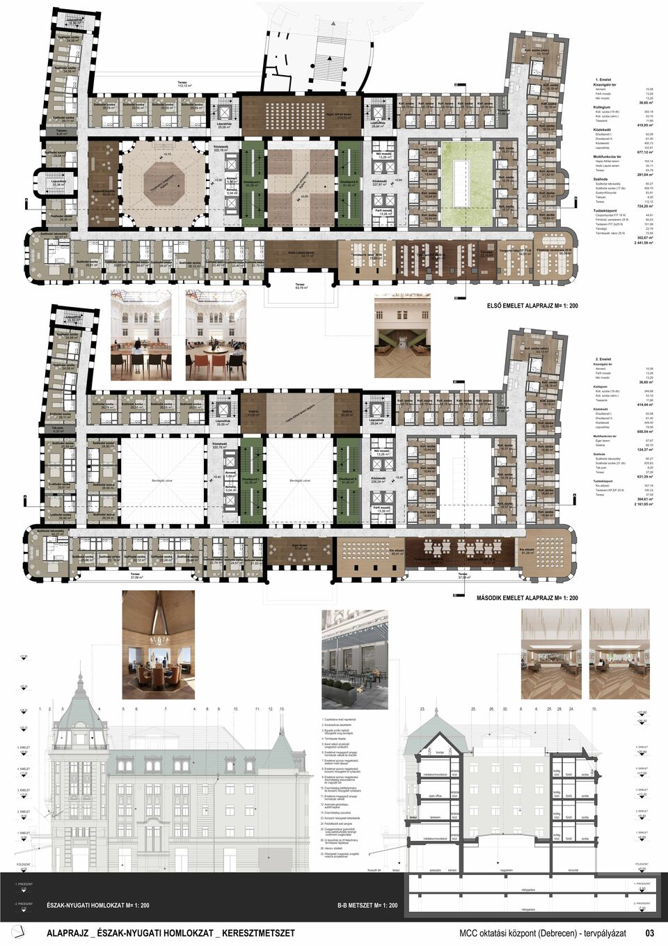 A debreceni Aranybika Szálló tervpályázatának I. díjas pályaműve, Tervező: NAPUR Architect, 2022.