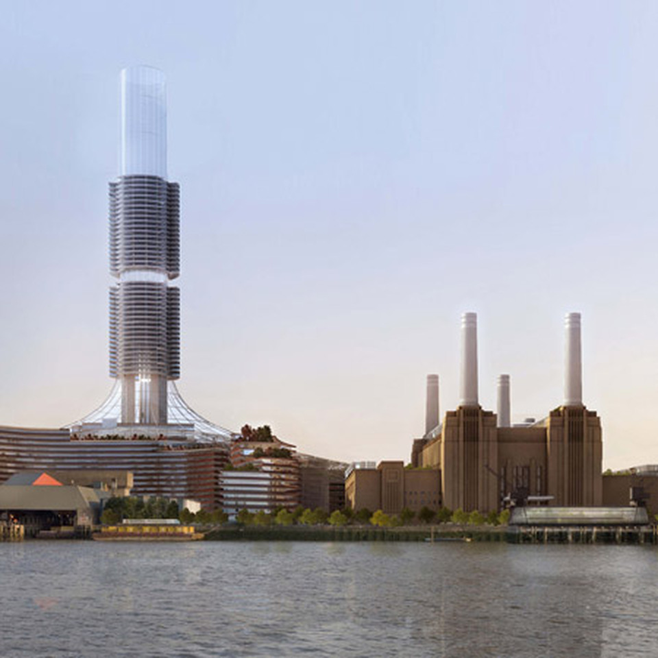 Battersea Erőmű revitalizációs terve, Rafael Viñoly Architectsl átványterve - Forrás: Dezeen