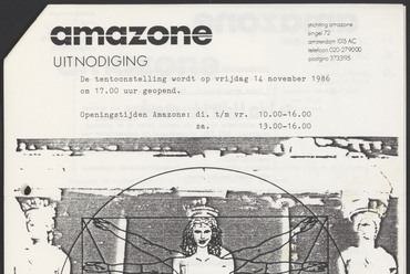 Exhibition invitation [Young Women Architects] by [Foundation Amazon], 1986. Source: Archive [Women Building Housing] / Bureau Tussen-Ruimte. Donation by Lidewij Tummers, Collection Het Nieuwe Instituut.