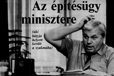 Az éptésügy minisztere. Somogyi Lászlóval beszélget Szöllősi Ferenc. Forrás: Képes 7 1986. 2. Fotó: Benkő Imre