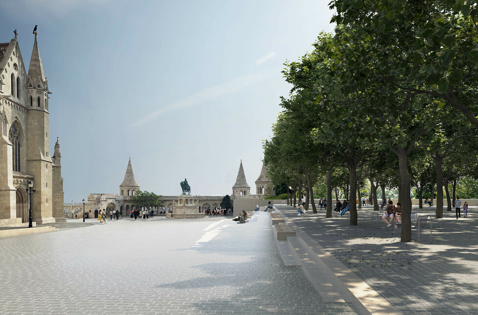A Szentháromsági téri zöldfelületek megújítására kiírt nyílt tervpályázat, I. helyezés, Tervező- építész stúdió, 2022.