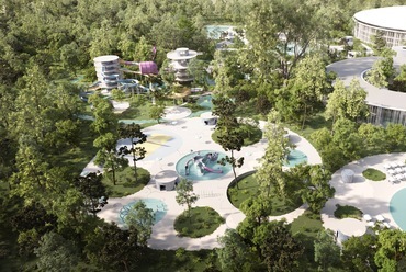 A pécsi aquapark tervpályázat megosztott harmadik díjas terve, MÁS Építészek és Perényi Stúdió, 2022.