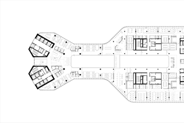 Negyedik emeleti átnézeti alaprajz - MOL Campus. Forrás: Finta Stúdió