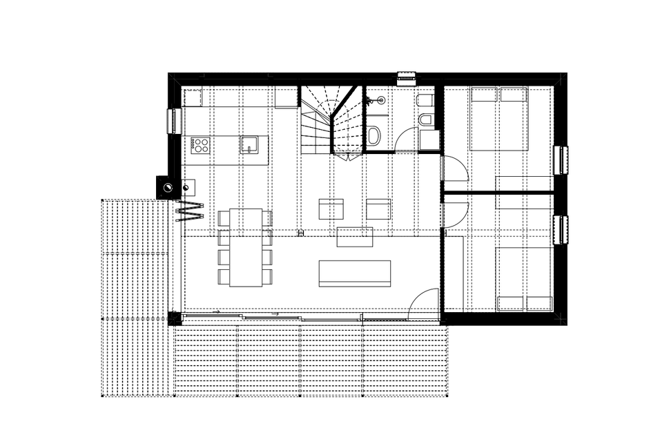 Földszinti alaprajz, Nyaralóépület Badacsonyörsön, Tervező: Benczúr-Weichinger Studio