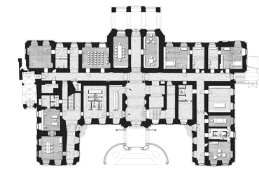 Földszinti alaprajz, A veszprémi Érseki Palota felújítása, Tervező: M Építész Iroda