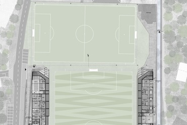 Alaprajz – Az A4 Stúdió harmadik díjas terve a kotori FK Bokelj futball stadion tervpályázatán.