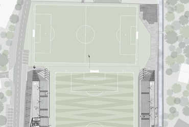 Alaprajz – Az A4 Stúdió harmadik díjas terve a kotori FK Bokelj futball stadion tervpályázatán.