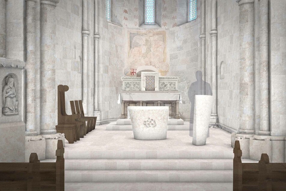 Ják, Szent György templom liturgikus terének megújítása – Jahoda Róbert és munkatársainak II. díjas terve