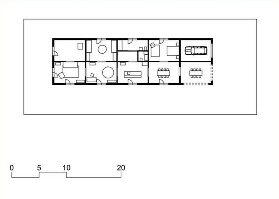 A Harquitects „Casa1219” elnevezésű családi házának alaprajza, Alau-Solitá I Plegamans, Spanyolország, 2014.