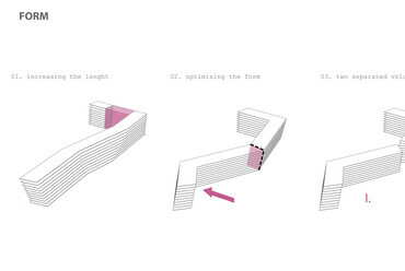 Tömegképzés, diagram - T2.a Építésziroda: Danubio lakóépület.
