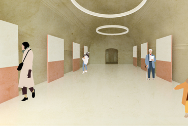 Kiállítótér pincerendszer, látványterv.

