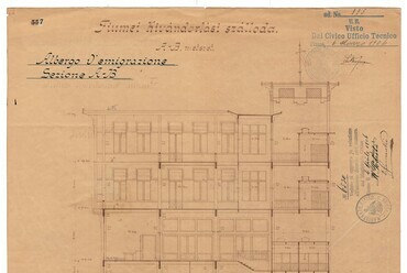 A fiumei Kivándorlók Szállodájának keresztmetszete (építész: Zielinski Szilárd), 1906. Fiumei Állami Levéltár
