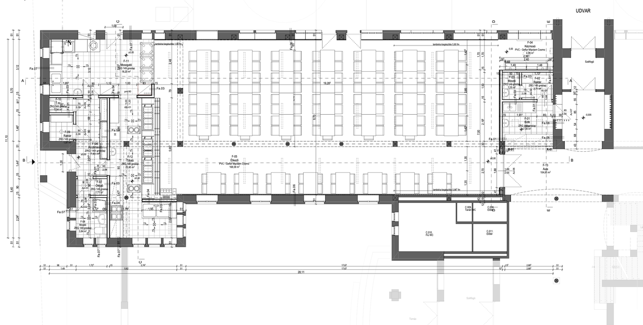 21.sz.-i téri adaptáció //étkező korszerűsítés a 2d-s vetületen
