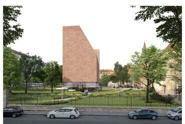 A Bachman & Bachmann Építész Iroda, AU. ROOM Építész Műhely és Medvegy Gabriella közös terve a Magyar Építészeti Központ és Múzeum pályázatán
