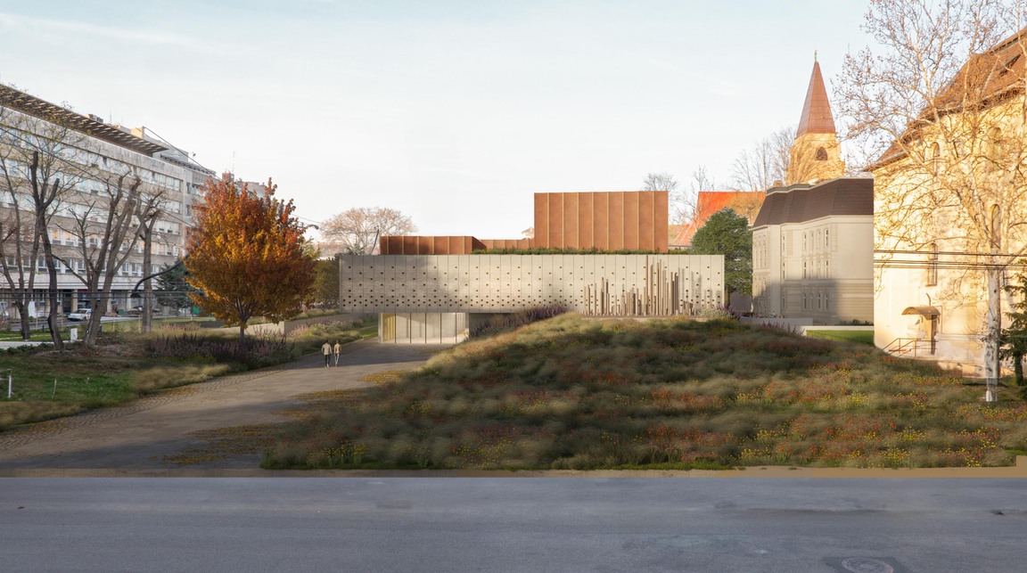 A Bánáti + Hartvig Építész Iroda, valamint Nagy Mercédesz Erika, Ritter Dániel és Szilágyi Norbert megvételben részesült terve a Magyar Építészeti Központ és Múzeum pályázatán