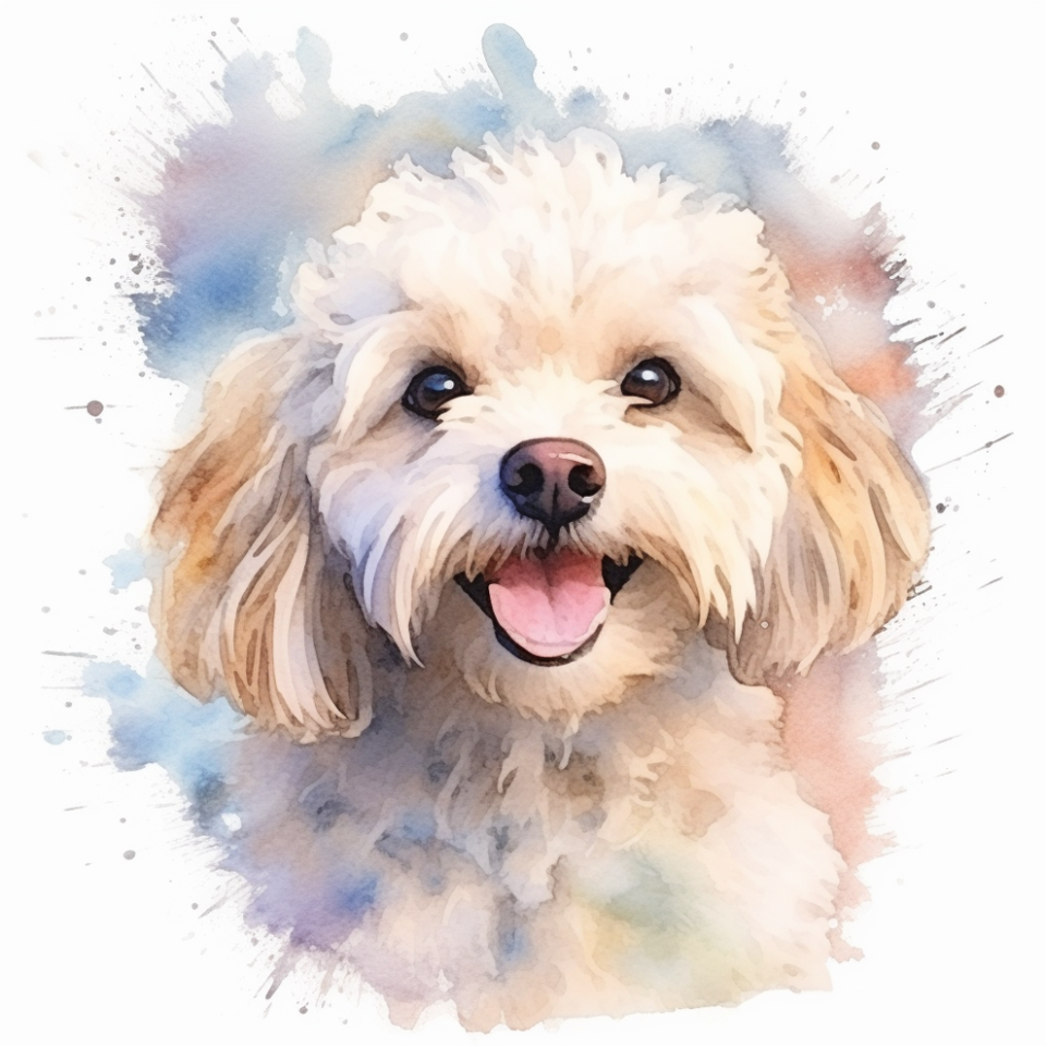 Maltipoo dog in watercolour