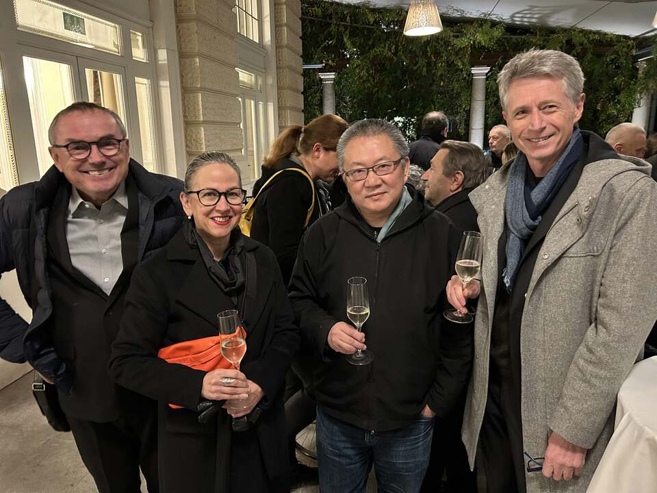 Csillag Katalin és Gunther Zsolt Wang Shu kínai építésszel, valamint Mihael Desmannal, a ljubljanai építészkar dékánjával a Piráni Építészeti Napokon