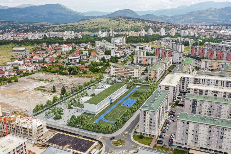 A podgoricai Kvart iskola tervpályázatának I. díjas terve
