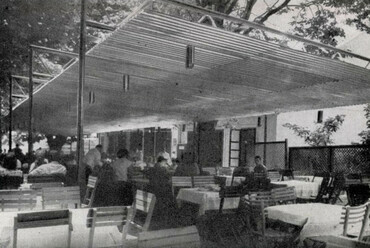 Callmeyer Ferenc, Tóth János: Hableány étterem ideiglenes bővítése. Forrás: Magyar Építőipar 1959/9. 457
