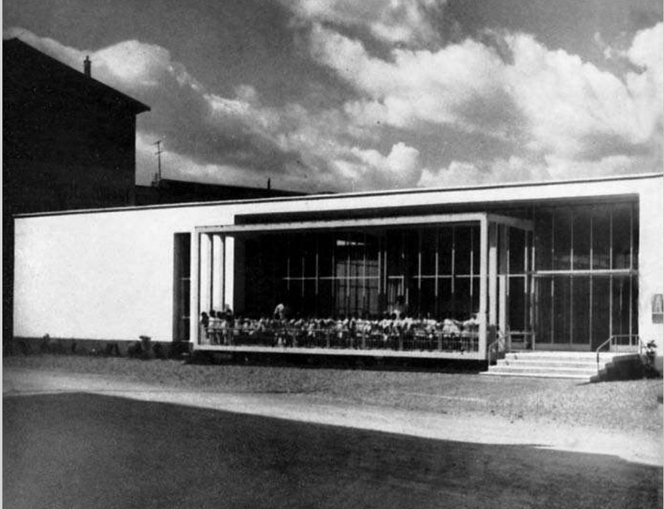 Giuseppe Terragni: Sant'Elia Óvoda. Forrás: A. Saggio, Giuseppe Terragni. Vita e opere, Laterza, Roma-Bari 1995