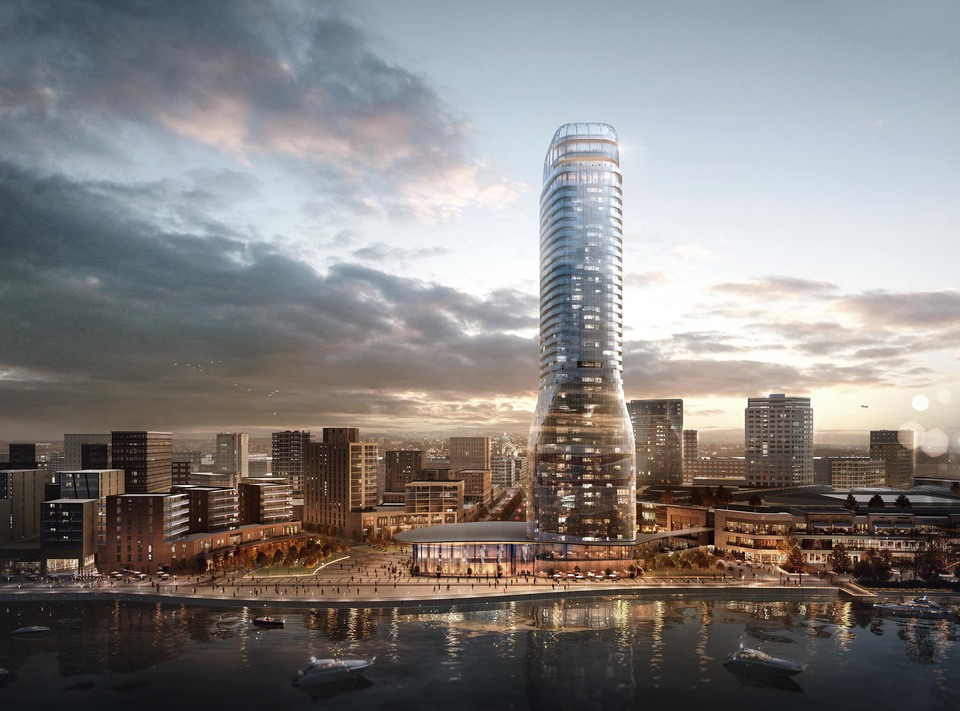 A Mohamed Alabbar nevéhez köthető Belgrade Waterfront – SOM LLP. Forrás: Wikimedia Commons / Sava52Bogdanovic