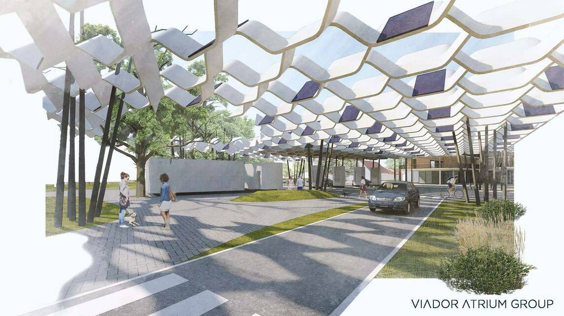Látványterv. A Tihany és Szántód közötti kompútvonal megújulásának terve. Viador Átrium Group. 2023.