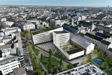 Látványterv. A Károli Gáspár Református Egyetem új épületegyüttese – A DPi Design megvételt nyert terve. 2024.
