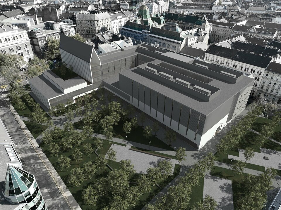 Madártávlat. A Károli Gáspár Református Egyetem új épületegyüttesének terve. Tarnóczky Tamás Attila (Építészkohó Kft.). 2024.