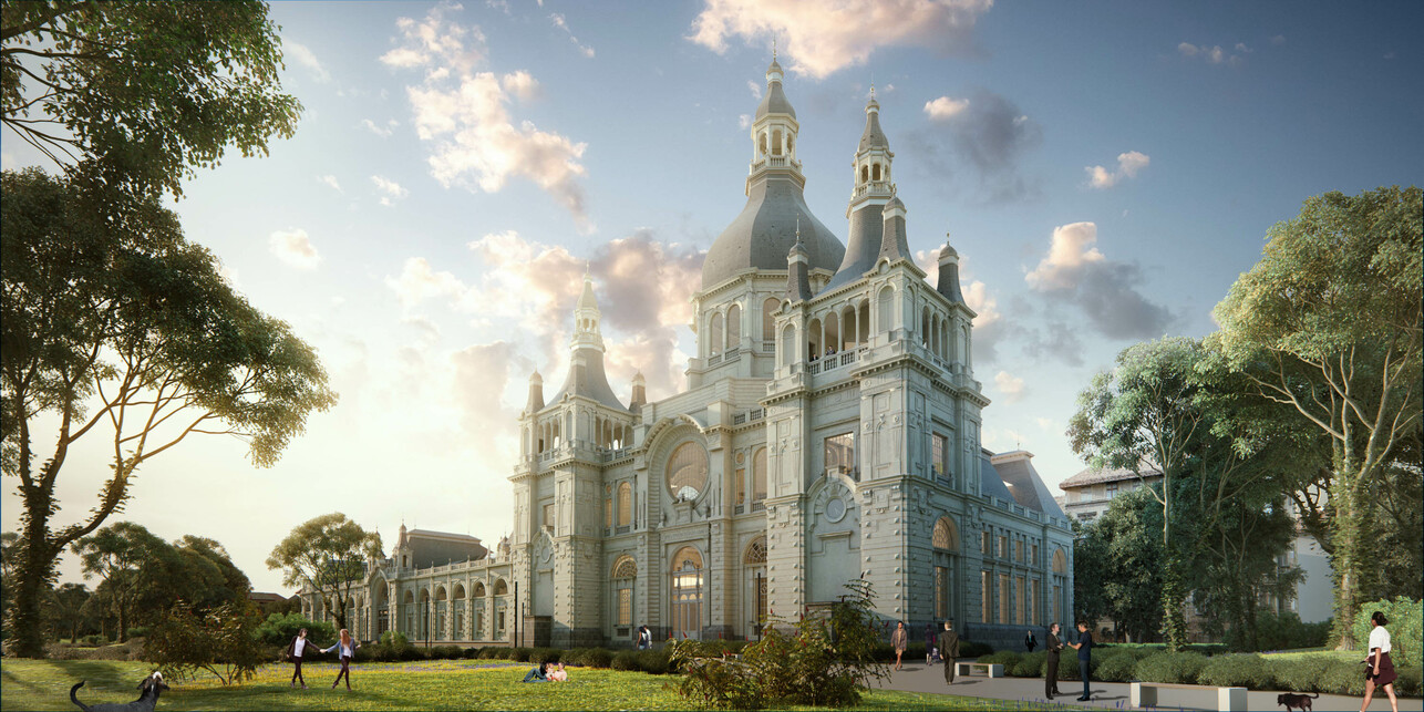 A Közlekedési Múzeum újjáépítésének látványterve, 2015. Forrás: Liget Budapest
