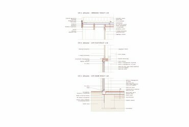 Részmetszet. A keszthelyi "mosóház" revitalizációja. Péczeli Panna diplomaterve. 2024. 
