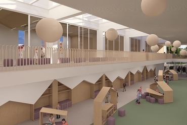 Belső látvány. Váci Mihály Katolikus Általános Iskola pályázata, lakműhely. 2024.
