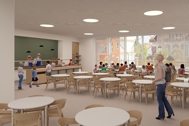 Belső látvány. Váci Mihály Katolikus Általános Iskola pályázata, lakműhely. 2024.
