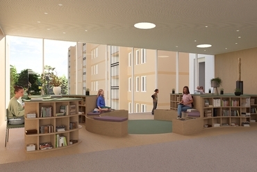 Belső látvány. Váci Mihály Katolikus Általános Iskola pályázata, lakműhely. 2024.
