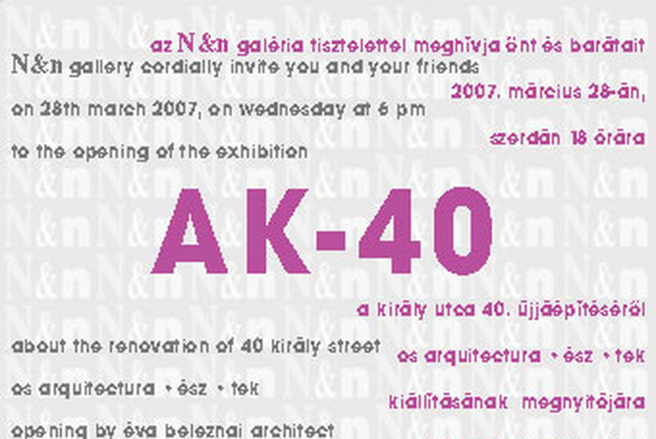 AK-40 / a király utca 40. újjáépítéséről az N&n-ben