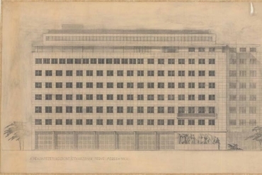 Pénzintézeti Központ, Szabadság tér, Budapest; homlokzati terv; MÉM