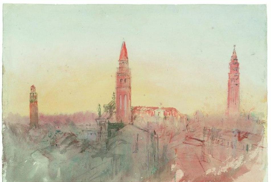 Velencei látkép, 1840, Ceruza, akvarell, fedőfesték, papír 19,8 x 28,2cm London, Tate