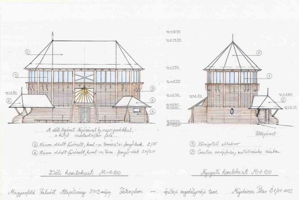 Mújdricza Péter: Magyarföldi fatemplom - déli, nyugati homlokzat