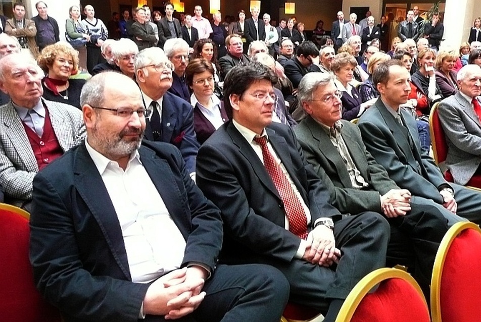 balról Dobai János, Wittinghof Tamás Budaörs polgármestere