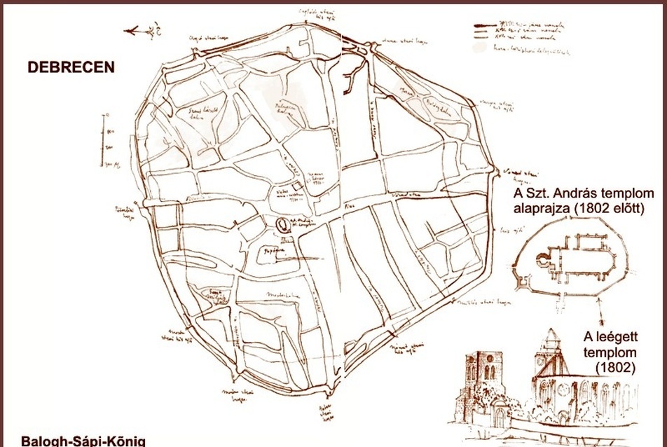 Debrecen térképe a XVIII. század elejéről.