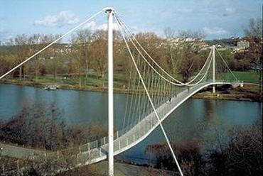 Neckar-híd, függőhíd, Stuttgart, 114 m, 1988, - Brigitte Schlaich, Jörg Schlaich