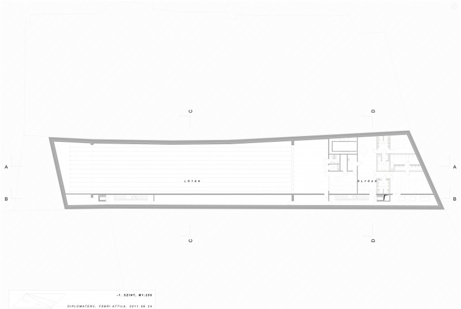 Munkaterápiás központ, -1. szint alaprajza - Fábri Attila diplomaterve