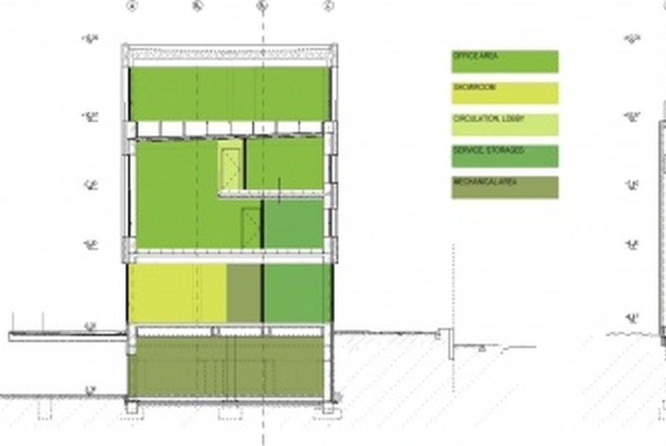 Trafó Irodaház metszetek - ZHJ Építésziroda