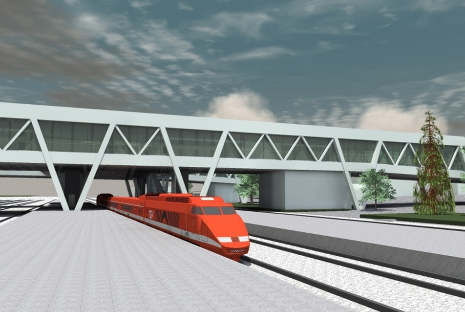 Hídépület a tatabányai vasútállomás felett - Péhl Judit diplomaterve