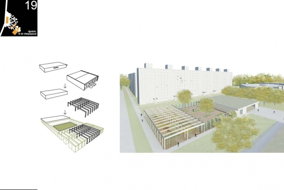 Újpalota Közösségi Ház ötletpályázat - Szepesi János, Ráti Orsolya, Korényi Balázs, Kendelényi Péter, mester: Kalmár László