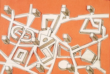 Yona Friedman: Ville spatiale, 1959-1960 Rajz, tinta és akvarell papíron, Fotó: François Lauginie, Collection FRAC Centre, Orléans