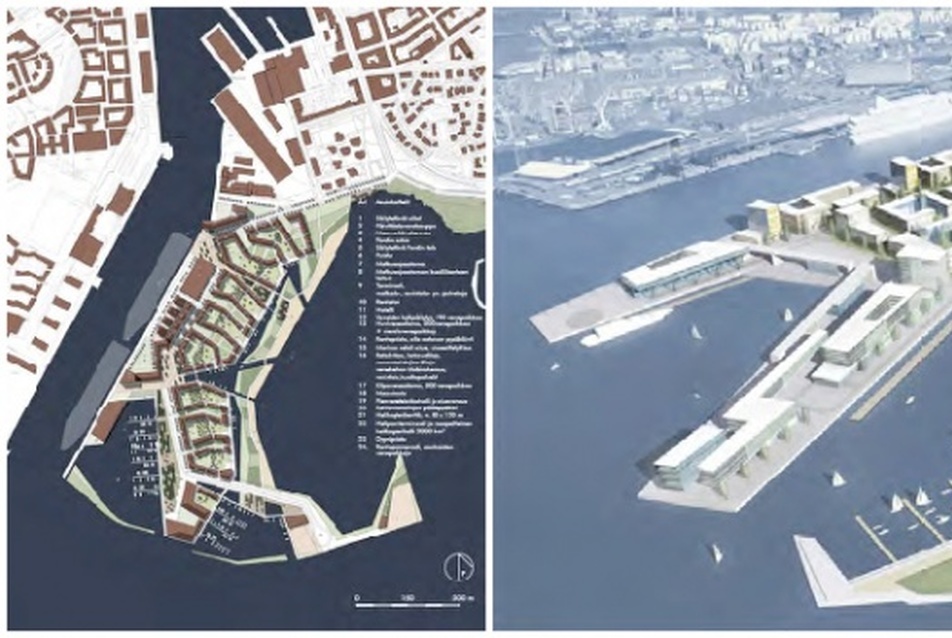 építészek tervei a beépítésről: 1. Architects Anttila &amp; Rusanen  2. Trojan Trojan Wendt / Brunow&amp;Maunula / Wes&amp;Partner (képek: A